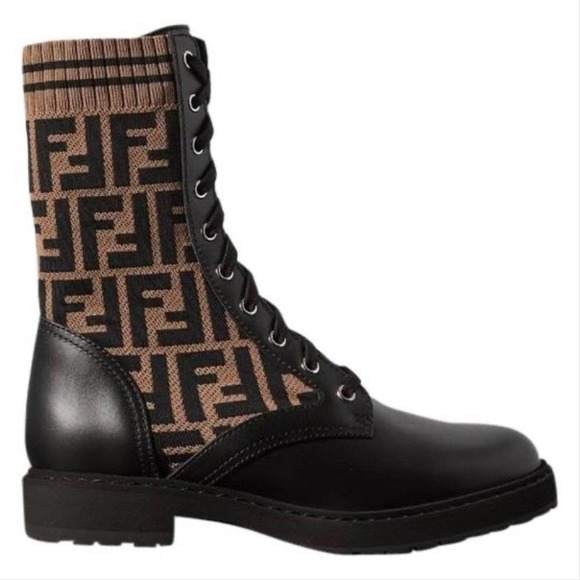FENDI Rockoko FF logo jacquard biker boots - Picture 1 of 4